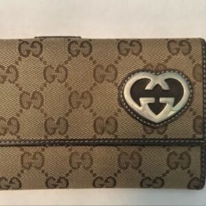 GUCCI Heart Series GG Monogram Long Wallet EUC